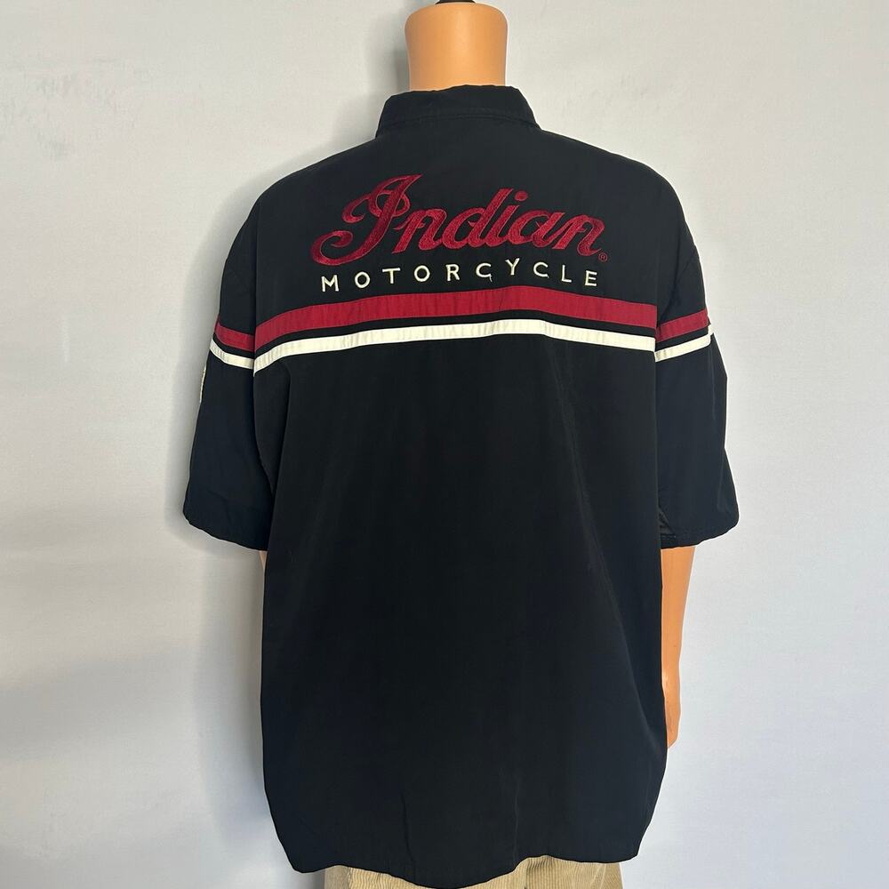 Indian Motorcycle Men’s 2XL Pit Crew Shirt Black Red Embroidered Mesh